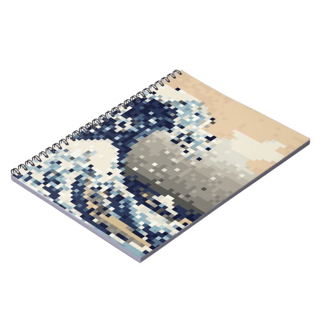 The Great Wave off Kanagawa 8 Bit Pixel Art Notebook (Left Side)