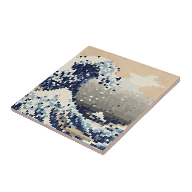 The Great Wave off Kanagawa 8 Bit Pixel Art Tile (Side)