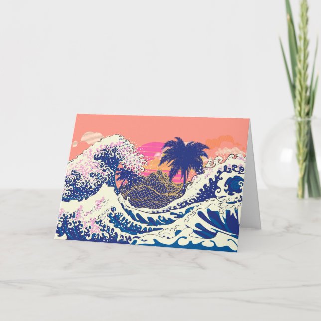 The great wave off kanagawa and palm trees card (Front)
