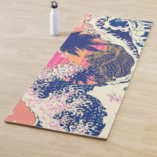 The great wave off kanagawa and palm trees yoga mat