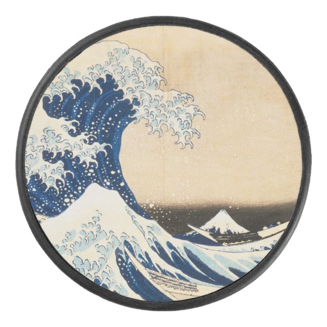 The Great Wave off Kanagawa by Hokusai Hockey Puck (Front)