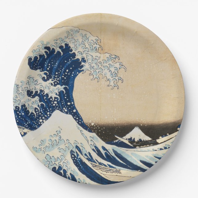The Great Wave off Kanagawa by Hokusai Paper Plate (Front)