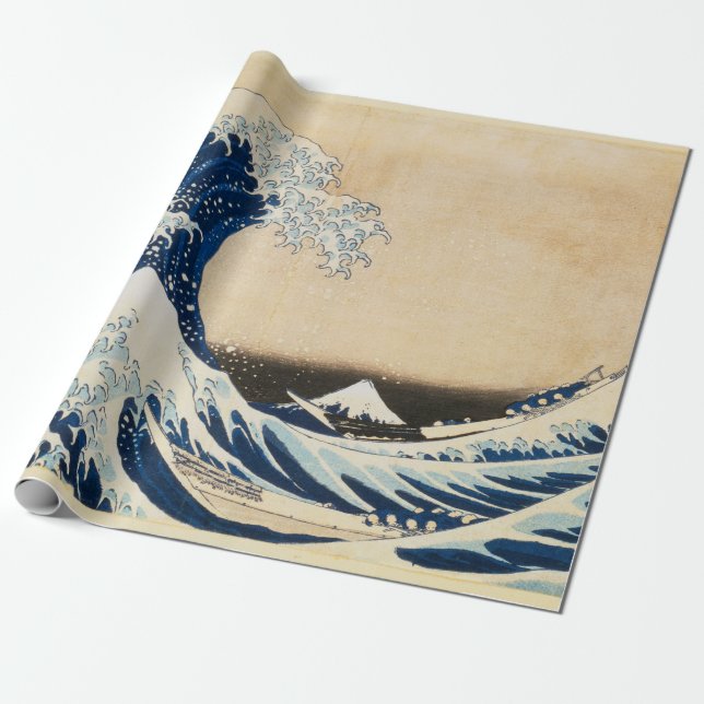 The Great Wave off Kanagawa by Hokusai Wrapping Paper (Unrolled)