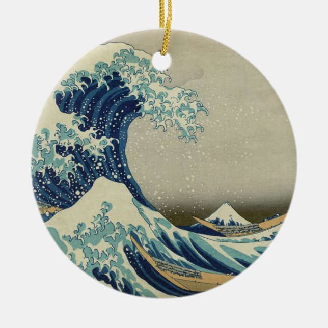The Great Wave off Kanagawa Ceramic Ornament (Front)