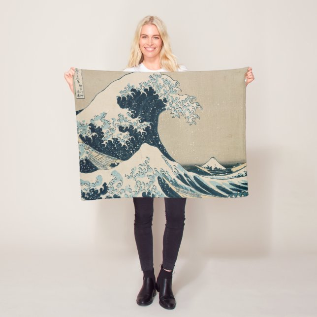 The Great Wave off Kanagawa Fleece Blanket (In Situ)