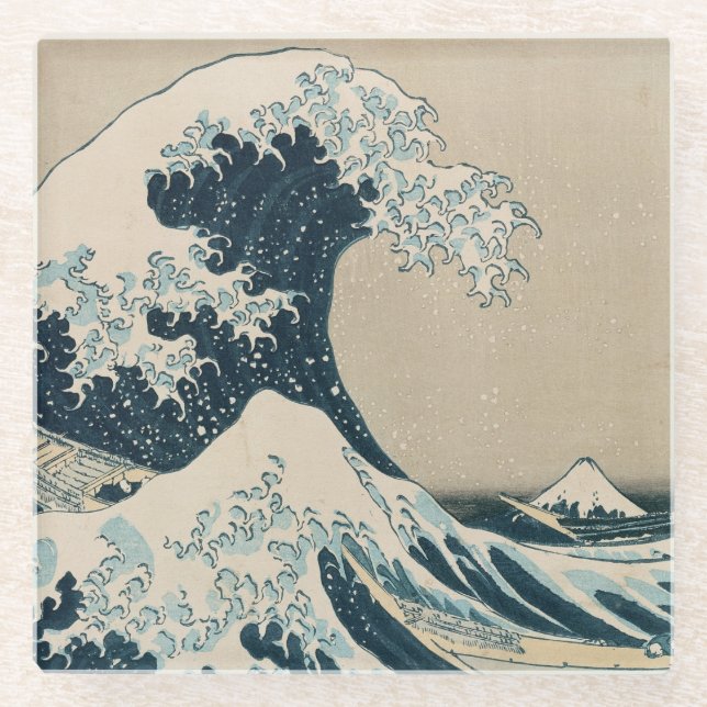 The Great Wave off Kanagawa Glass Coaster (Front)
