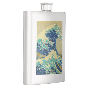 "the great wave off kanagawa" hip flask