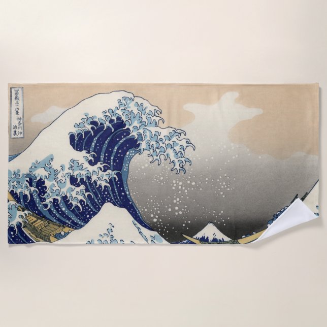 The Great Wave off Kanagawa Hokusai Beach Towel (Front)