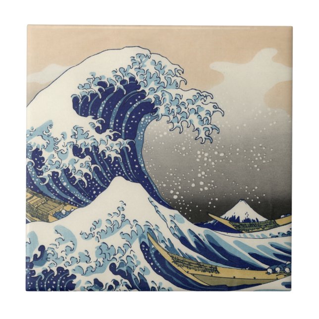 The Great Wave off Kanagawa Hokusai Ceramic Tile (Front)