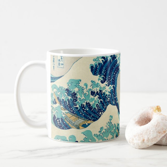 The Great Wave off Kanagawa - Hokusai Coffee Mug (With Donut)