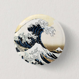 The Great Wave Off Kanagawa Hokusai, Japanese art 3 Cm Round Badge