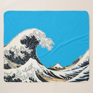 The Great Wave Off Kanagawa Hokusai, Japanese art Sherpa Blanket