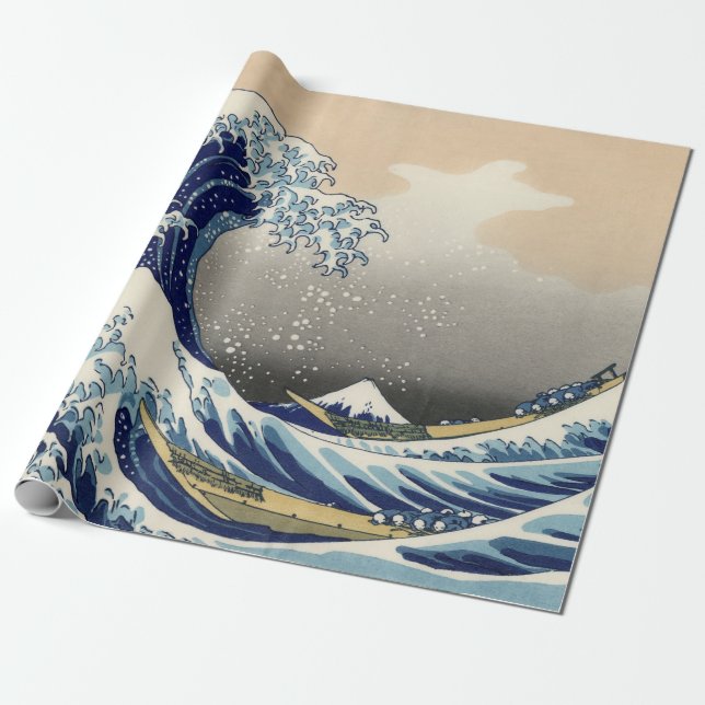 The Great Wave off Kanagawa Hokusai Wrapping Paper (Unrolled)