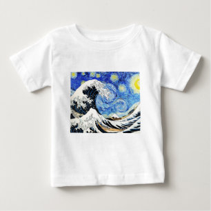 The Great Wave Off Kanagawa in Starry night Baby T-Shirt