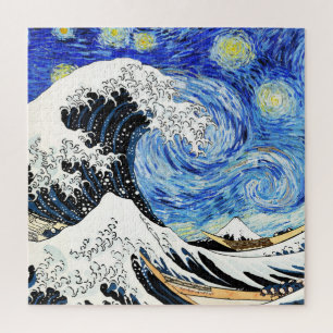 The Great Wave Off Kanagawa in Starry night Jigsaw Puzzle