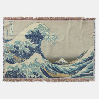 THE GREAT WAVE OFF KANAGAWA - JAPANESE WOODBLOCK THROW BLANKET