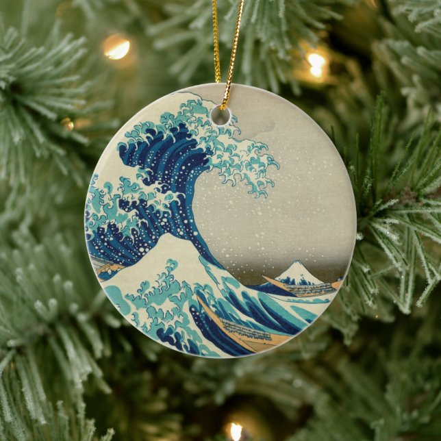 The Great Wave off Kanagawa Mount Fuji Japan Ceramic Ornament (Tree)