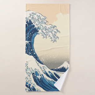 The great wave off kanagawa painting reproduction  bath towel