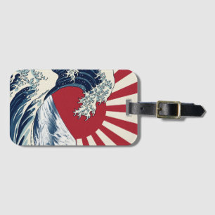 The Great Wave off Kanagawa & rising sun flag Luggage Tag