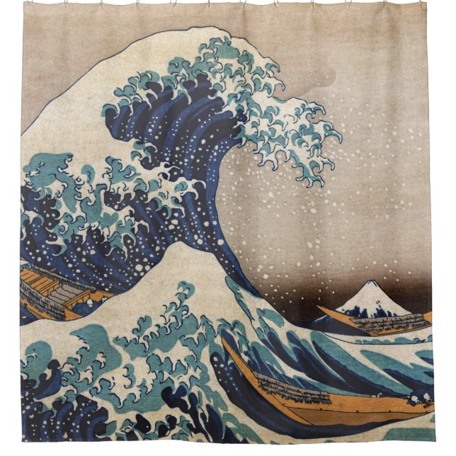 The Great Wave off Kanagawa Shower Curtain (Front)
