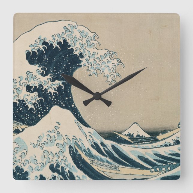 The Great Wave off Kanagawa Square Wall Clock (Front)
