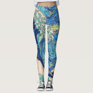 The Great Wave Off Kanagawa The Starry Night Leggings