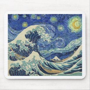 The Great Wave Off Kanagawa - The Starry Night Mouse Pad