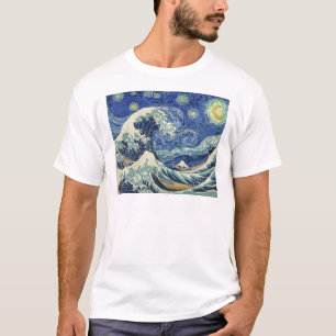 The Great Wave Off Kanagawa - The Starry Night T-Shirt