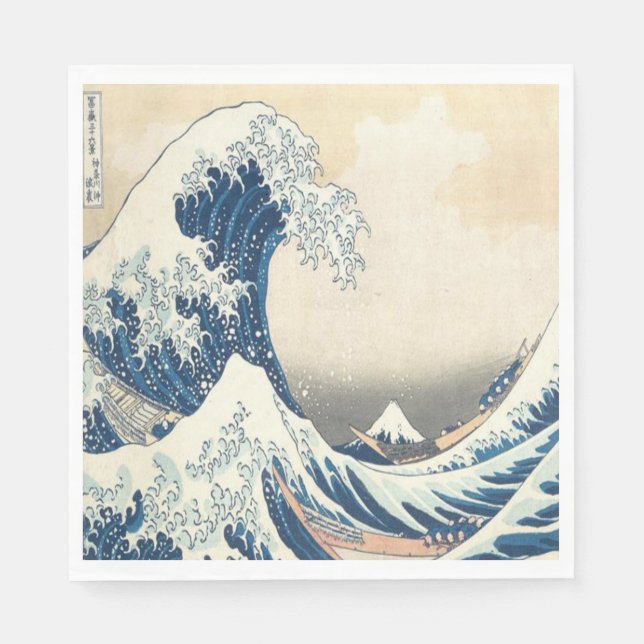 The Great Wave off Kanagawa Ukiyo-e Japanese Napkin (Front)