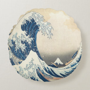 The Great Wave off Kanagawa Ukiyo-e Japanese Round Cushion