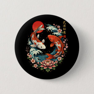 The Great Wave Off Koi Fish 6 Cm Round Badge
