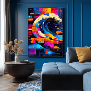 The Great Wave reinterpreted in Abstraction Poster