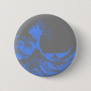 The Great Wave Seafoam Blue & Grey 6 Cm Round Badge