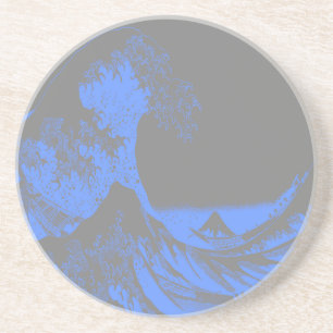 The Great Wave Seafoam Blue & Grey Coaster