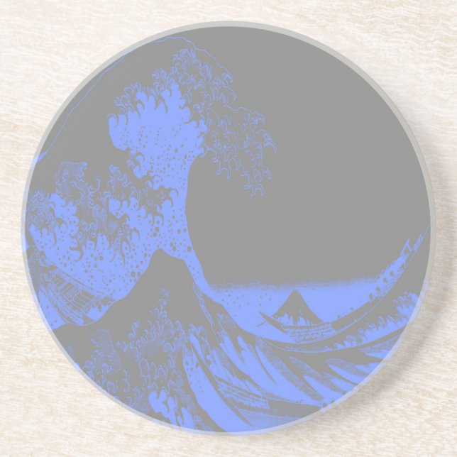 The Great Wave Seafoam Blue & Grey Coaster (Front)