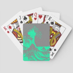 The Great Wave Seafoam Green & Grey Playing Cards