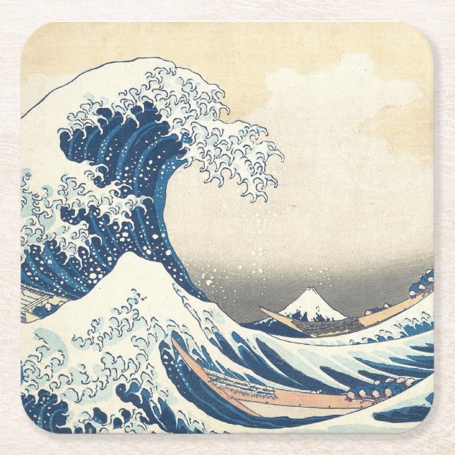 The Great Wave Square Paper Coaster (Front)