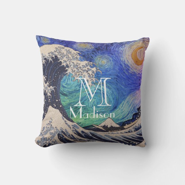 The Great Wave Starry Night Cushion (Front)
