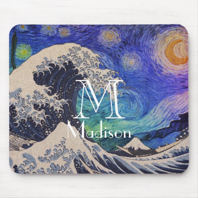 The Great Wave Starry Night Mouse Pad (Front)