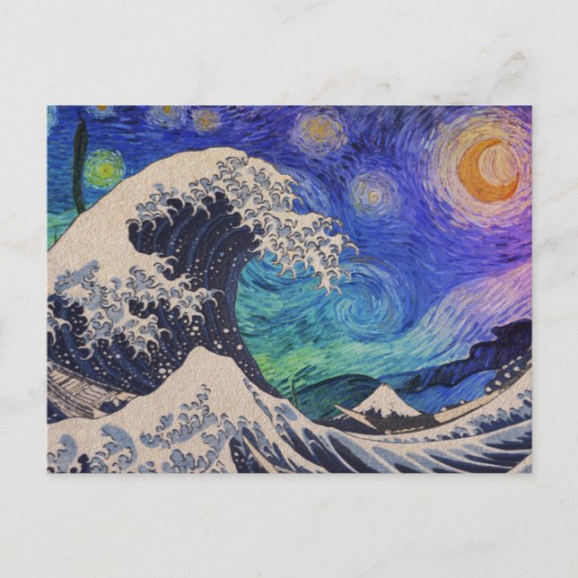 The Great Wave Starry Night Postcard (Front)