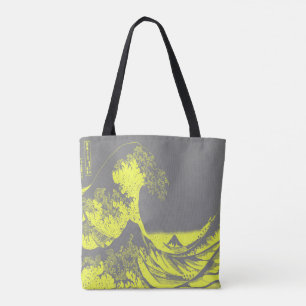 The Great Wave Tote Bag Yellow & Grey