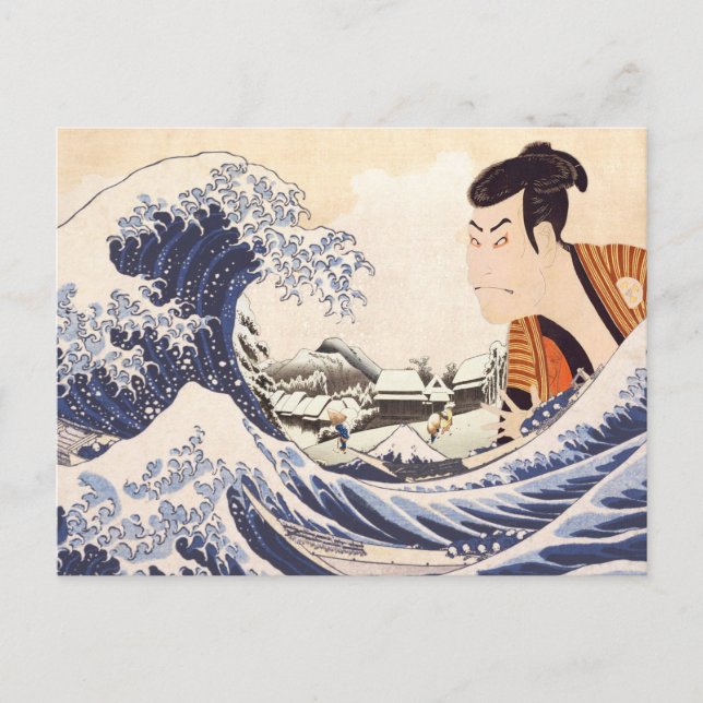 The Great Wave Ukiyoe Collages Postcard (Front)