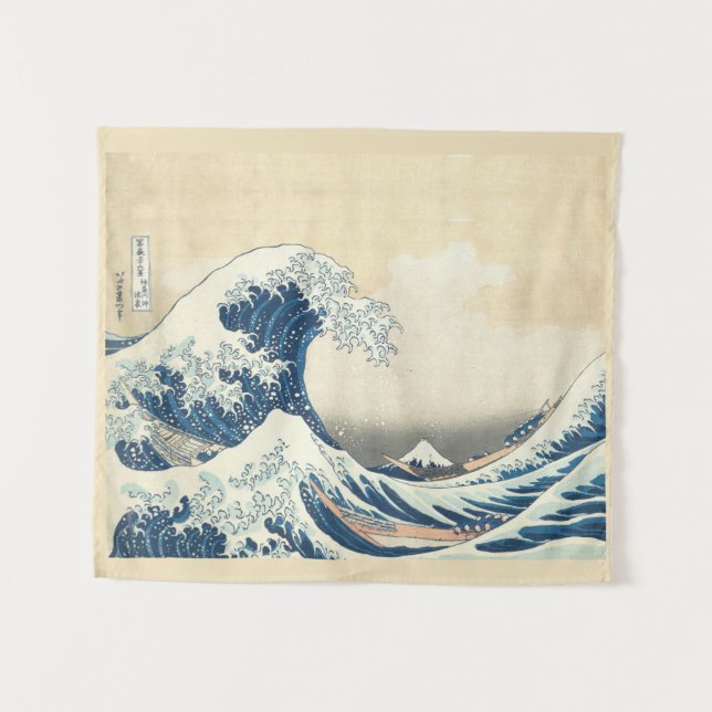 The Great Wave  -  Vintage Japanese  art Tapestry (Front (Horizontal))
