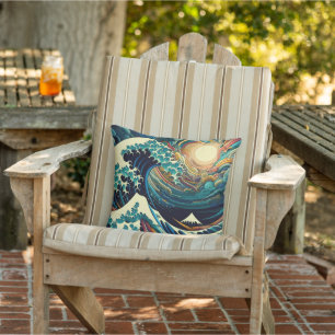 The Great Wave, wave off Kanagawa v1 Cushion