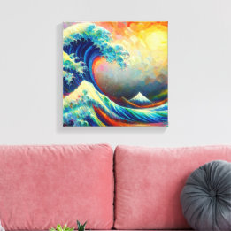 The Great Wave, wave off Kanagawa v4 Canvas Print