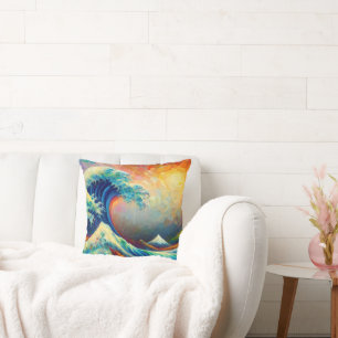 The Great Wave, wave off Kanagawa v4 Cushion