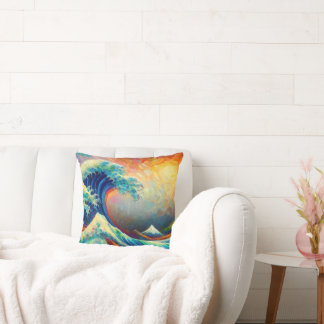 The Great Wave, wave off Kanagawa v4 Cushion