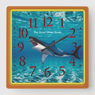 The Great White Shark Square Wall Clock