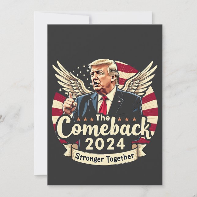 The Greatest Comeback 2024 Stronger Together Trump Invitation (Front)