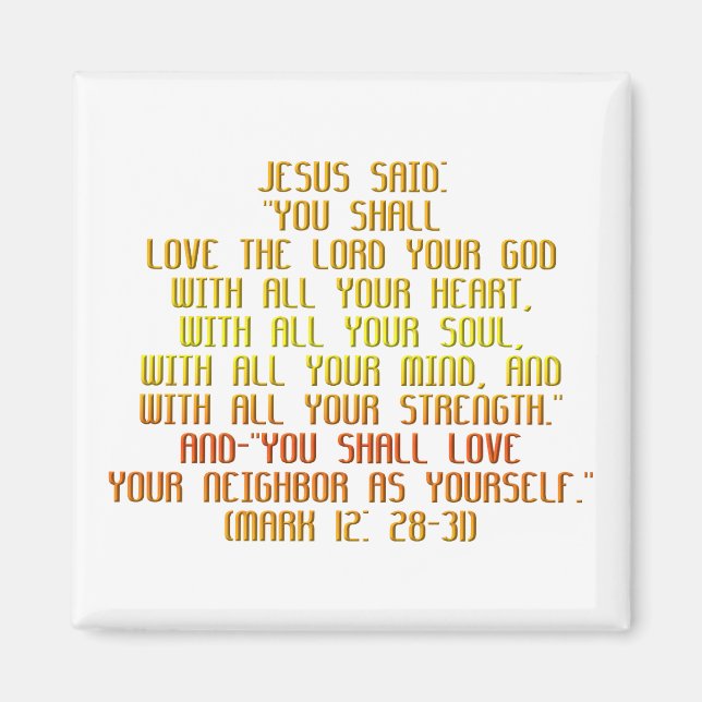 The Greatest Commandment Magnet (Front)